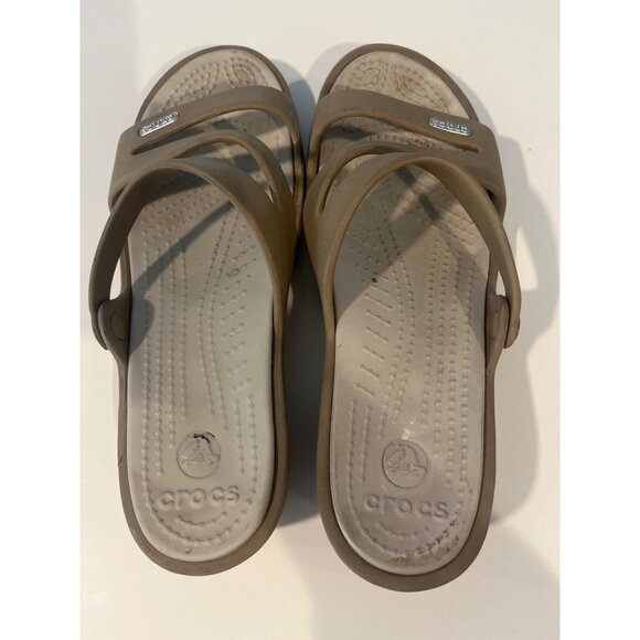Womens Crocs Brown Sandals With Straps & Comfortable Footbed Size M9/W11 - Picture 5 of 5